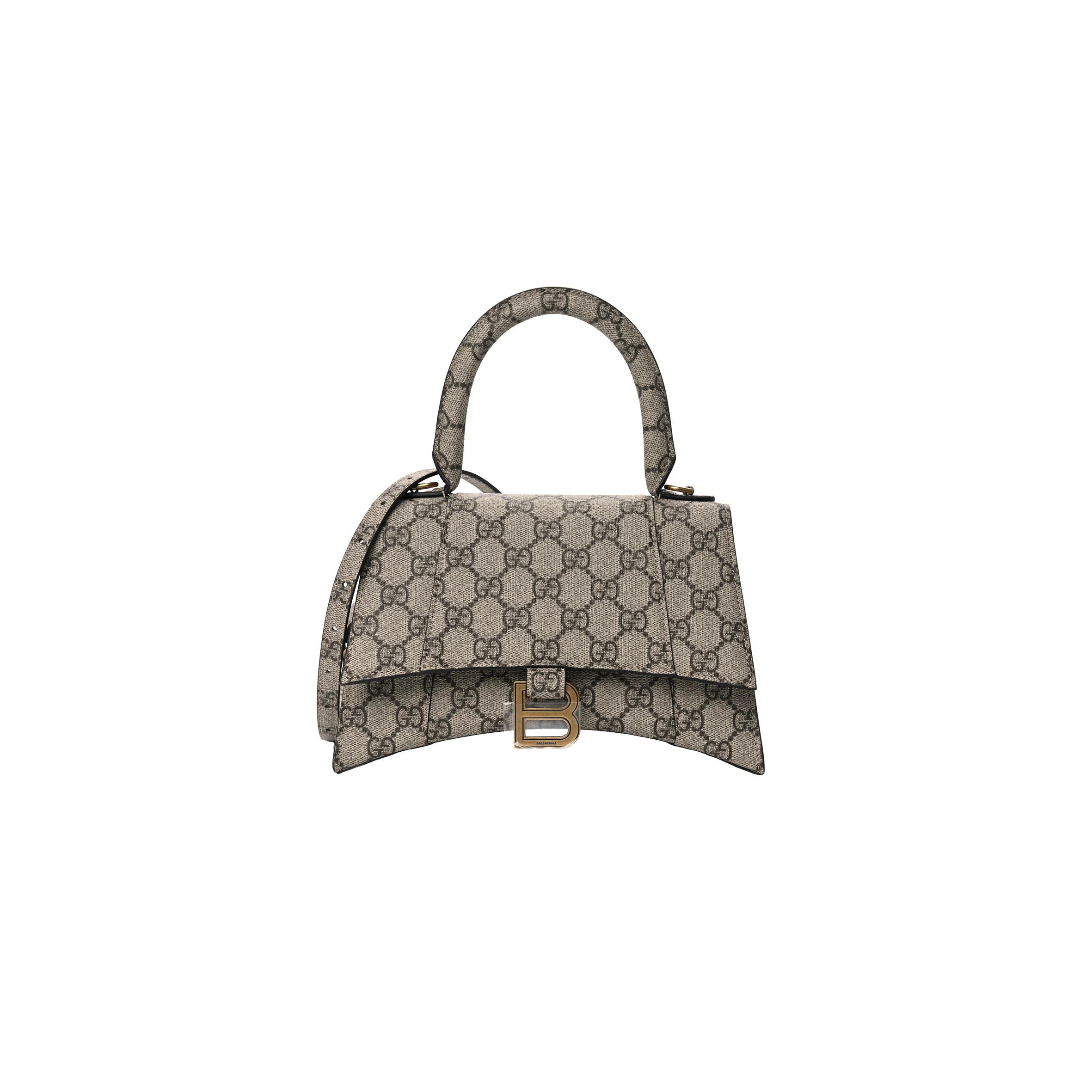 ba1en*iaga x Gvc*1 gg svp*me monogram small hourglass top handle bag beige ebony 681697 (22.5*14.5*10cm)
